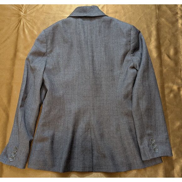 Ted Baker Virgin Wool Blazer Size 3 Gray Shawl Collar Abstract Lining 26in - Picture 8 of 9